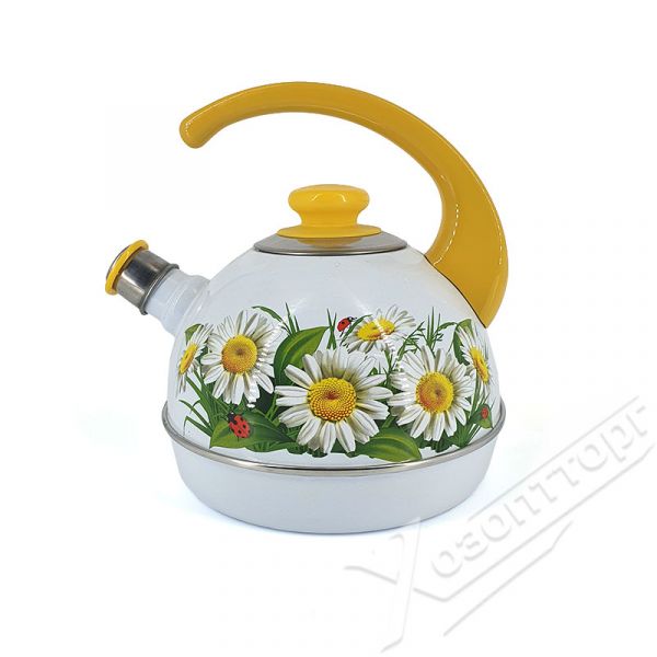 Kettle 3.5 l. (cons. handle) white / marianna (stainless steel decor on yellow) ?04/35/03/32/?16 Kettle 3.5 l. (cons. handle) white / marianna (stainless steel decor on yellow) ?04/35/03/32/?16