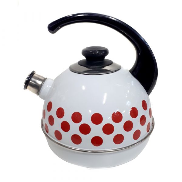 Kettle 3.5 l ?04/35/03/08/?13 (cons. pen) - white / red peas (decor - stainless steel on red) Kettle 3.5 l ?04/35/03/08/?13 (cons. pen) - white / red peas (decor - stainless steel on red)